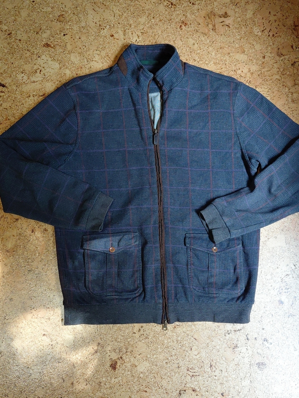 Bobby Jones Men's Blue/Red Plaid Lined Full Zip Golf Jacket Size M
